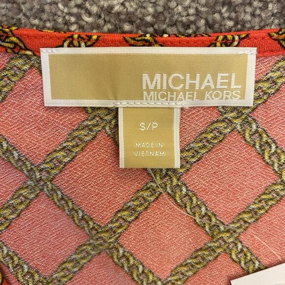 Michael Kors Women's Blouse Sea Coral Short Sleeves V-Neck Top Size S - NWT $98 - Picture 11 of 14